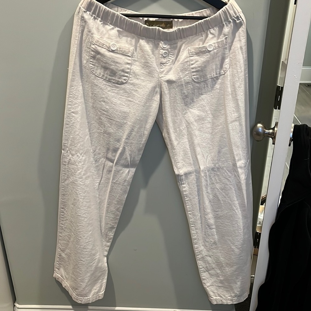 White linen pants